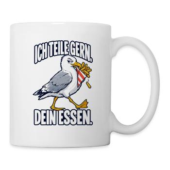 Ich teile gern – dein Essen – Möwe - Tasse - Weiß - Rechts