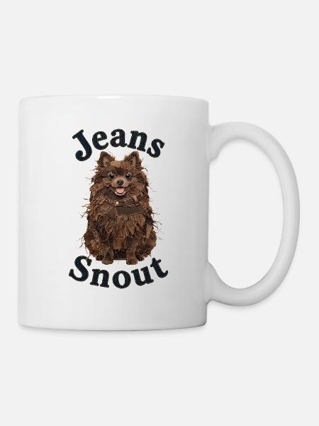 Brauner Spitz im Jeansflicken-Stil - Tasse - Weiß