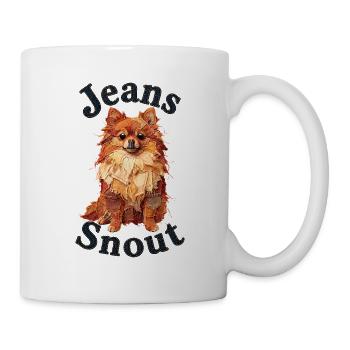 Orangener Spitz im Jeansflicken-Stil - Tasse - Weiß - Rechts