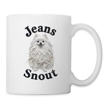 Weißer Spitz im Jeansflicken-Stil - Tasse - Weiß - Rechts
