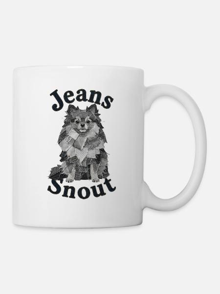 Grauer Spitz im Jeansflicken-Stil - Tasse - Weiß