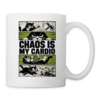 Chaos Is My Cardio – Katzen Comic - Tasse - Weiß - Rechts