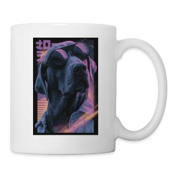 Neon-Vaporwave Hund - Tasse - Weiß - Rechts
