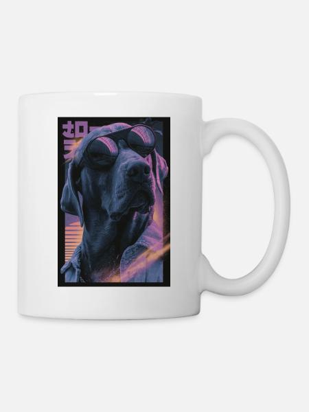 Neon-Vaporwave Hund - Tasse - Weiß