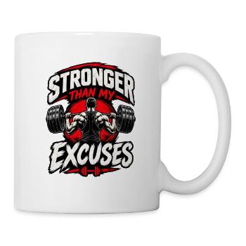 Stärker als meine Ausreden – Fitnessstudio-Motivation - Tasse - Weiß - Rechts