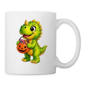Halloween-Dino mit Zuckertüte - Tasse - Weiß - Rechts