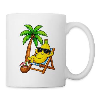 Fröhliche Banane am Strand Sonnenliege - Tasse - Weiß - Rechts