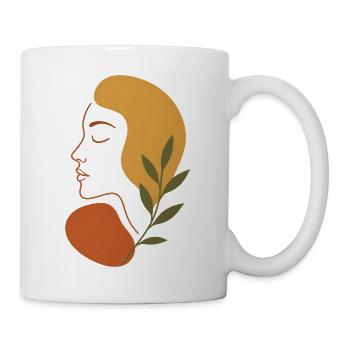 Minimalistisches Abstraktes Gesicht Kunst T-Shirt - Tasse - Weiß - Rechts