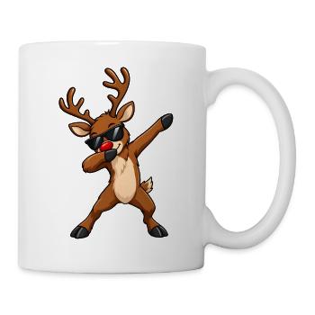Rentier Dab Dance – Lustiges Weihnachtsmotiv - Tasse - Weiß - Rechts