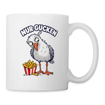 Nur gucken – Möwe mit Pommes - Tasse - Weiß - Rechts
