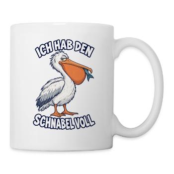 Ich hab den Schnabel voll – Pelikan - Tasse - Weiß - Rechts