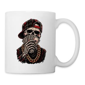 Schädel-Hustler mit roter Kappe - Tasse - Weiß - Rechts