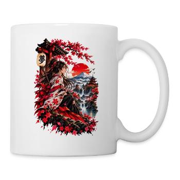 Blütenkimono am Fuji Sonnenuntergang - Tasse - Weiß - Rechts