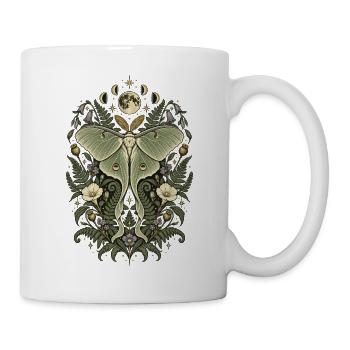 Mondblüte und Nachtfantasie-Motte - Tasse - Weiß - Rechts