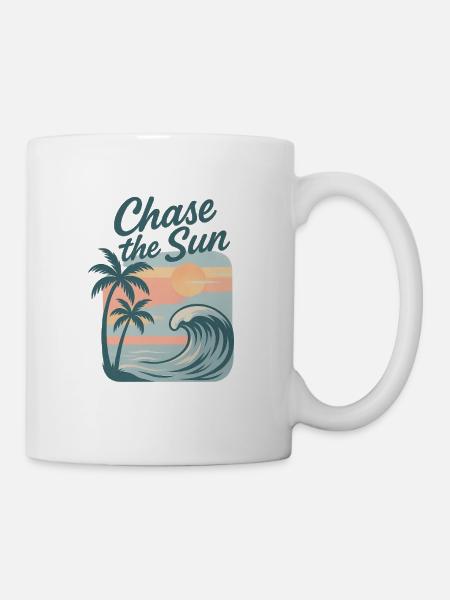Chase the Sun Surf Sunset - Tasse - Weiß