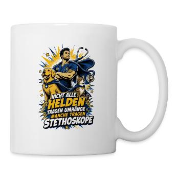 Helden mit Stethoskop - Tasse - Weiß - Rechts