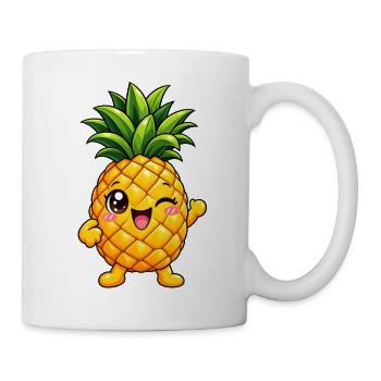 Ananas Kawaii Style – Süße Tropenfrucht - Tasse - Weiß - Rechts