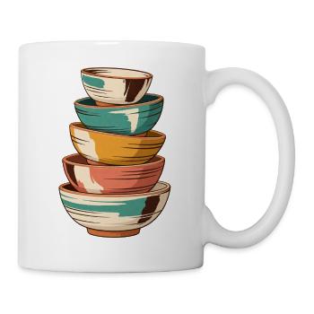 Keramikschalen-Stapel - Tasse - Weiß - Rechts
