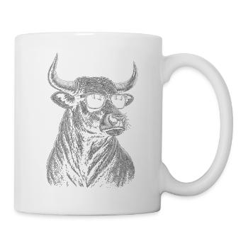 Bull mit Sonnenbrille - Tasse - Weiß - Rechts