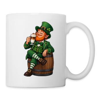 Leprechaun mit Latte Macchiato – Irischer Kaffee - Tasse - Weiß - Rechts
