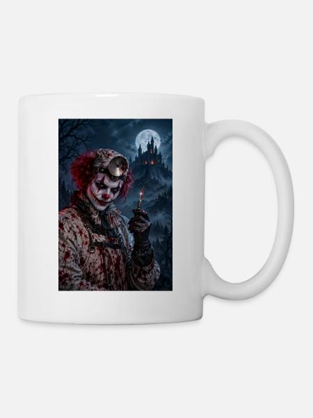 Unheimlicher Clown-Chirurg – Halloween-Horror - Tasse - Weiß