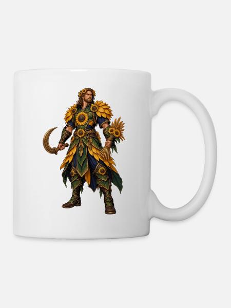 Sonnenkrieger mit Sonnenblumenrüstung - Tasse - Weiß