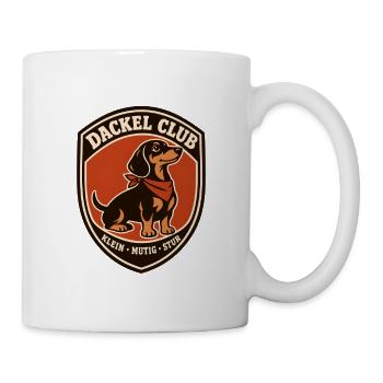 Dackel Club Patch: Klein Mutig Stur - Tasse - Weiß - Rechts