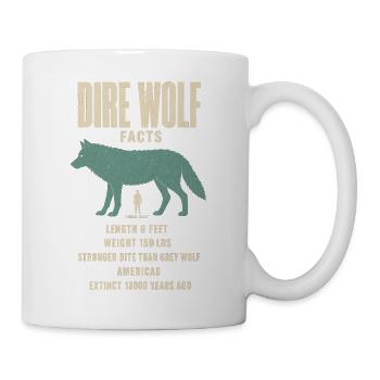 Dire Wolf Fakten Eiszeit Größenvergleich Tafel - Tasse - Weiß - Rechts