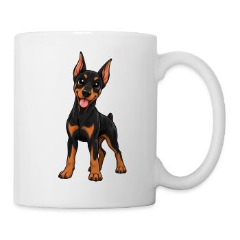 Dobermann Kawaii Style – Süßer eleganter Hund - Tasse - Weiß - Rechts