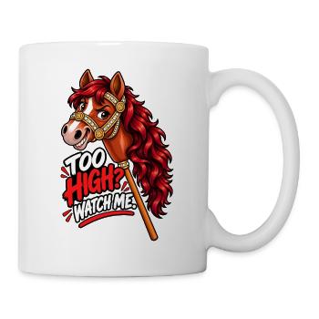 Hobby-Horsing-Sprung – Buntes Pferd - Tasse - Weiß - Rechts