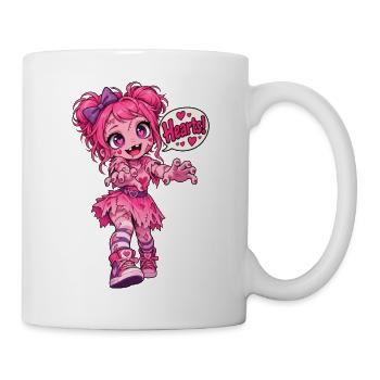 Kawaii Pink Zombie – Herzen! - Tasse - Weiß - Rechts