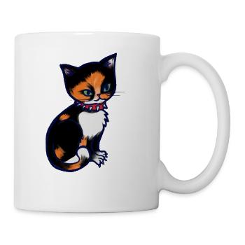 Calico-Katze mit Stachelhalsband - Tasse - Weiß - Rechts