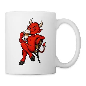 Teufel mit Latte Macchiato – Kaffee & Humor - Tasse - Weiß - Rechts