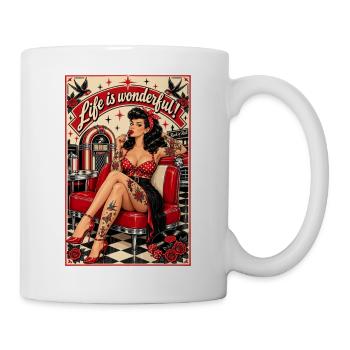 Rockabella im Diner – Life is wonderful - Tasse - Weiß - Rechts