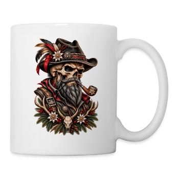 Alpine Outlaw – Wilder Skull mit Pfeife - Tasse - Weiß - Rechts
