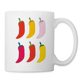Farbenfrohe Chili Popart - Tasse - Weiß - Rechts