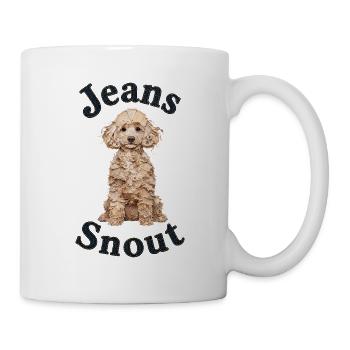 Blonder Pudel im Jeansflicken-Stil - Tasse - Weiß - Rechts