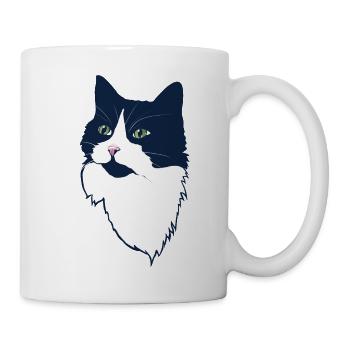 Mitternachts-Tuxedo-Katzenporträt - Tasse - Weiß - Rechts