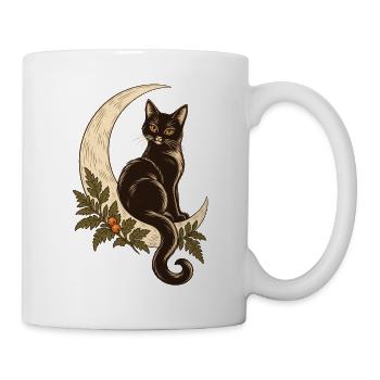 Katze im Herbstmond - Tasse - Weiß - Rechts