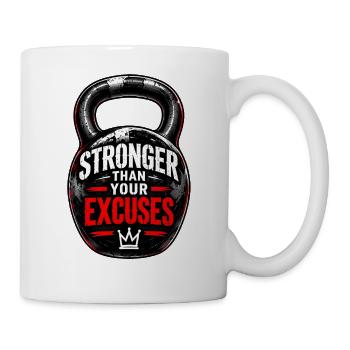 Stärker als deine Ausreden – Motivation fürs Fitnessstudio - Tasse - Weiß - Rechts