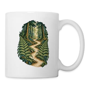 Farngesäumter Weg durch einen ruhigen Wald - Tasse - Weiß - Rechts