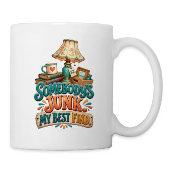 Flohmarkt, Schatzsuche, Humor - Tasse - Weiß - Rechts