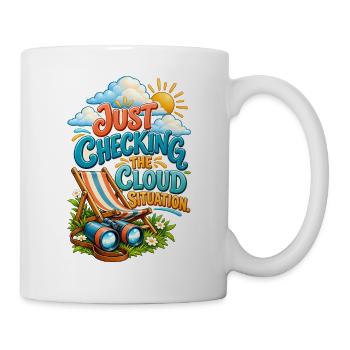 Wolkenbeobachtungshumor – Nur den Wolkensitz überprüfen - Tasse - Weiß - Rechts