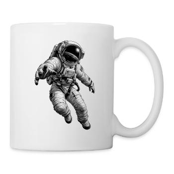 Astronauten im All – Monochromer Druck - Tasse - Weiß - Rechts