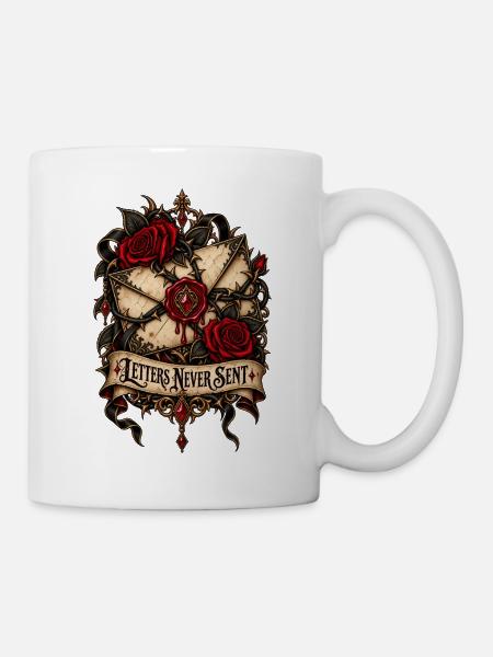 Nie verschickte Briefe: Gothic Rose Siegel - Tasse - Weiß