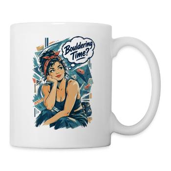 Retro Pin-Up Bouldering Time Klettern Design - Tasse - Weiß - Rechts