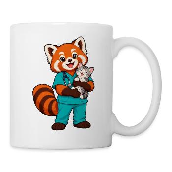 Tierarzt Red Panda hält ein Kätzchen - Tasse - Weiß - Rechts