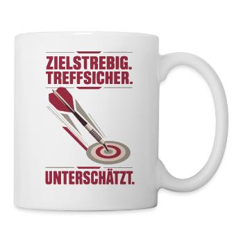 Zielstrebig Treffsicher Unterschätzt Darts Retro - Tasse - Weiß - Rechts