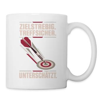 Unterschätzt Dartspieler Pfeil im Ziel Weinrot - Tasse - Weiß - Rechts
