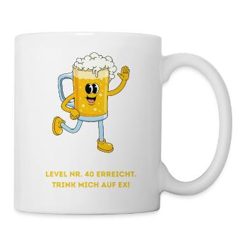 Level 40 auf Ex-lustiges Bierdesign zum Geburtstag - Tasse - Weiß - Rechts